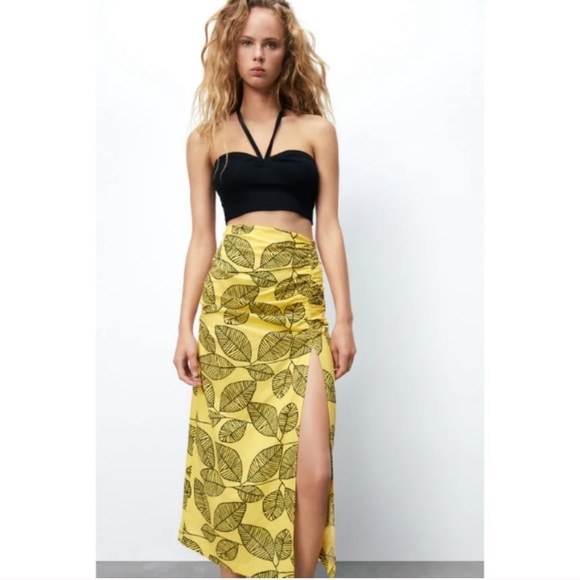 NWT ZARA Linen Blend Skirt L Blogger’s Favorite - Picture 1 of 6